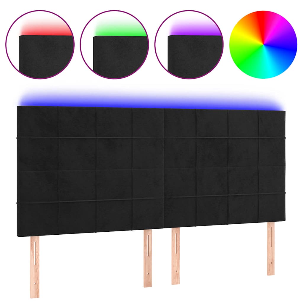 Vidaxl hoofdbord led 160x5x118 128 cm fluweel zwart