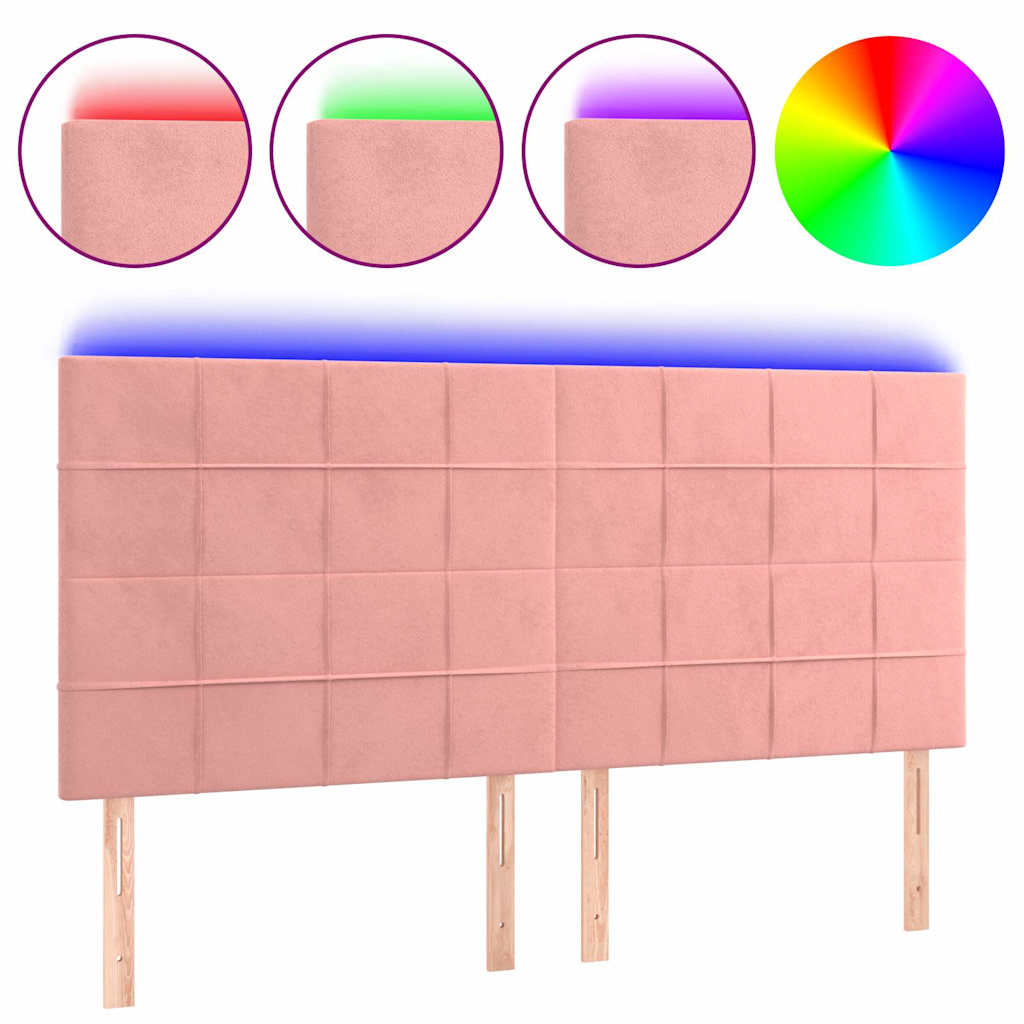 Vidaxl hoofdbord led 160x5x118 128 cm fluweel roze