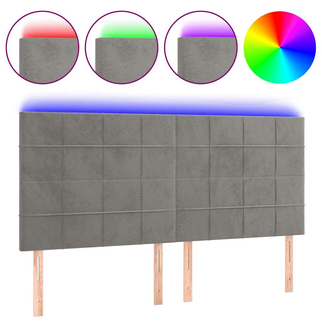 Vidaxl hoofdbord led 180x5x118 128 cm fluweel lichtgrijs