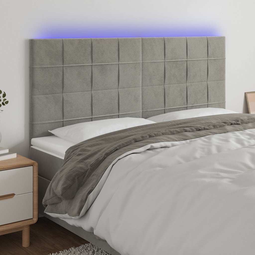Vidaxl hoofdbord led 180x5x118 128 cm fluweel lichtgrijs