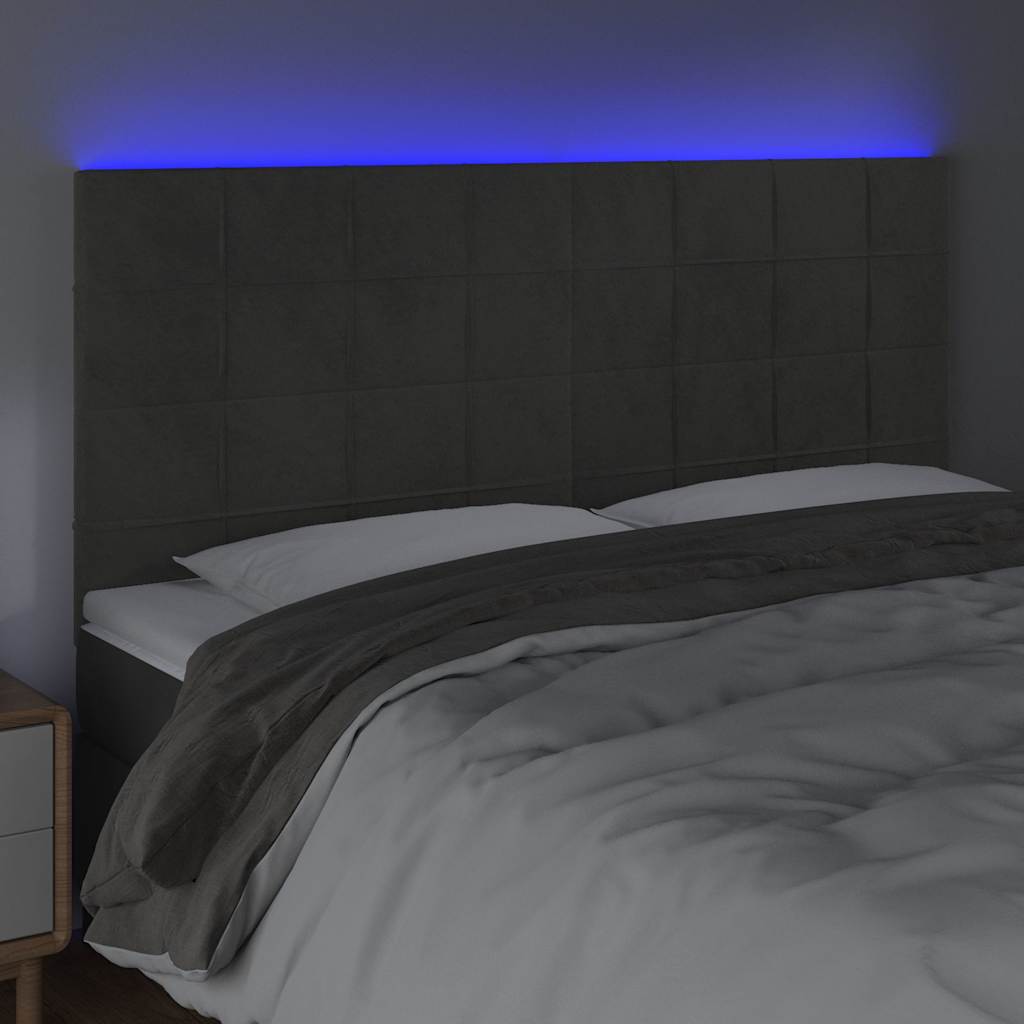 Vidaxl hoofdbord led 180x5x118 128 cm fluweel donkergrijs