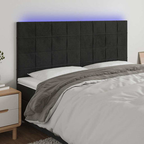Vidaxl hoofdbord led 180x5x118 128 cm fluweel zwart