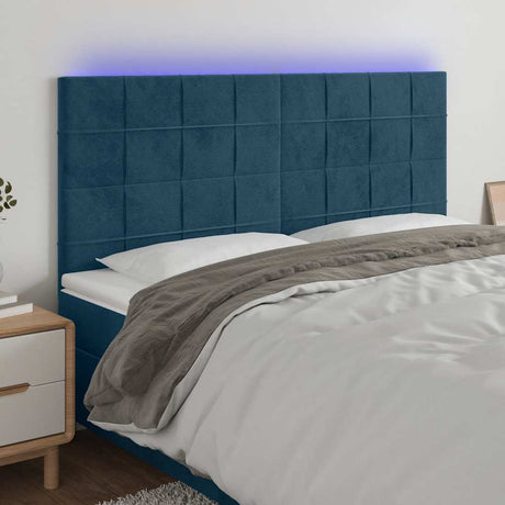 Vidaxl hoofdbord led 200x5x118 128 cm fluweel donkerblauw