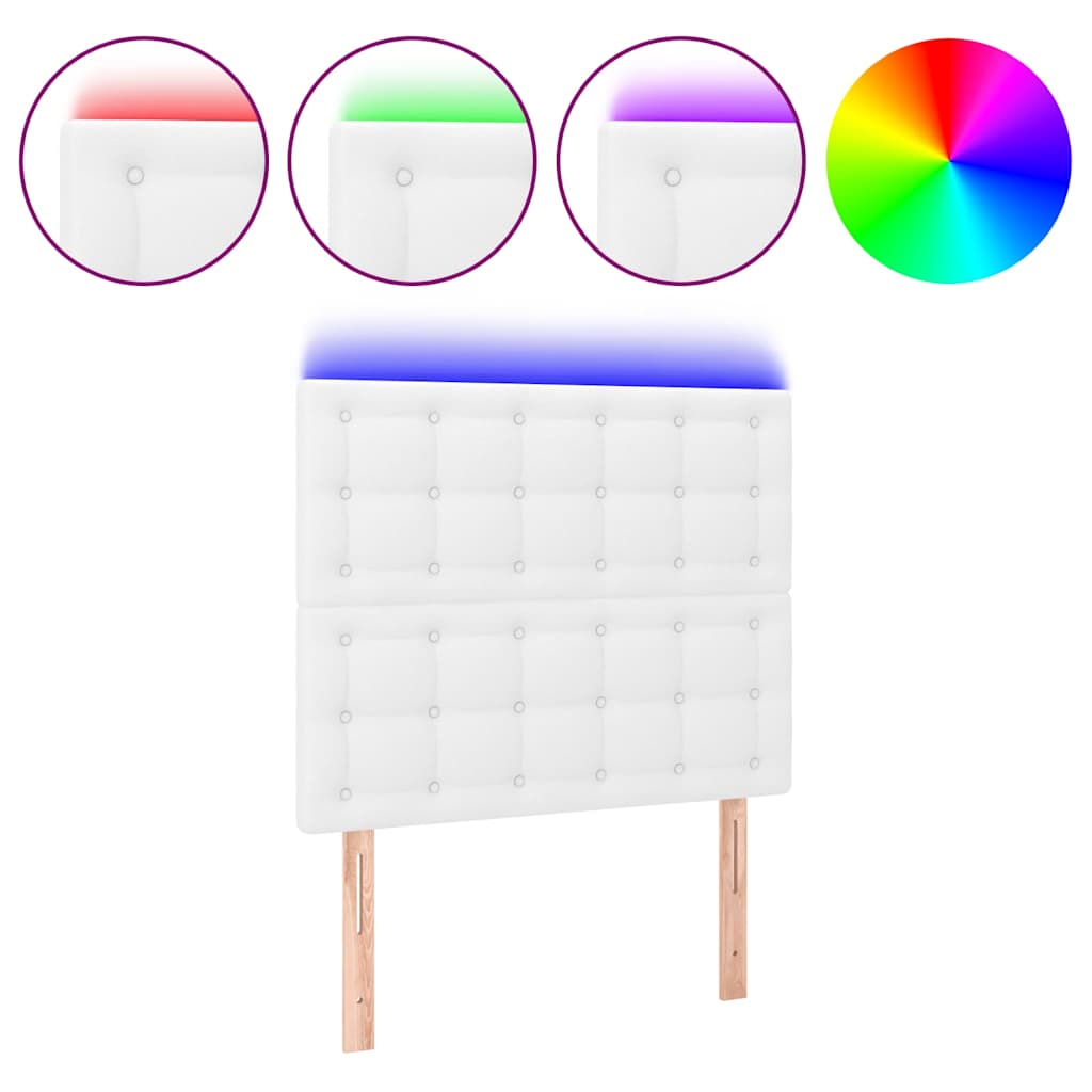Vidaxl hoofdbord led 80x5x118 128 cm kunstleer wit
