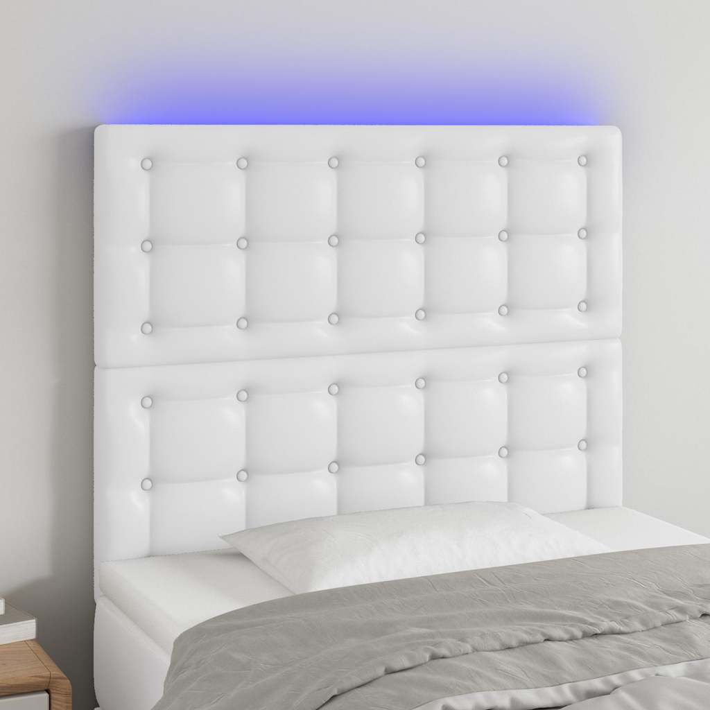 Vidaxl hoofdbord led 80x5x118 128 cm kunstleer wit