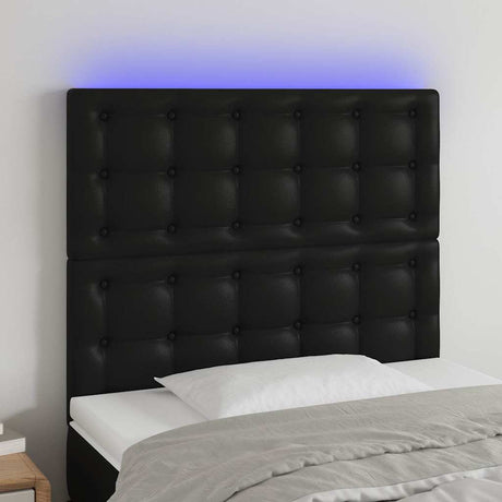 Vidaxl hoofdbord led 90x5x118 128 cm kunstleer zwart