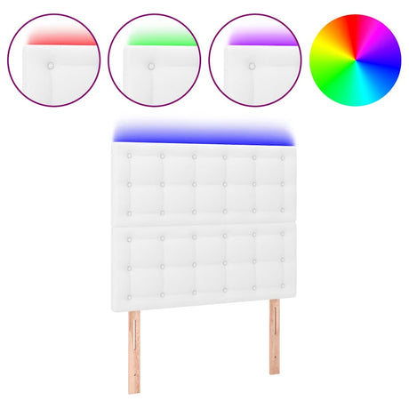 Vidaxl hoofdbord led 90x5x118 128 cm kunstleer wit