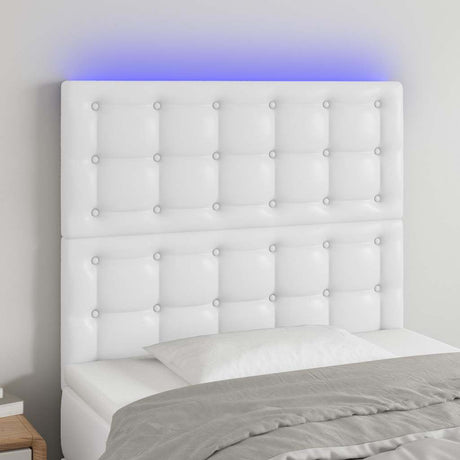 Vidaxl hoofdbord led 90x5x118 128 cm kunstleer wit