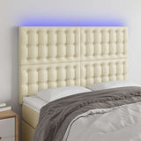 Vidaxl hoofdbord led 144x5x118 128 cm kunstleer crèmekleurig