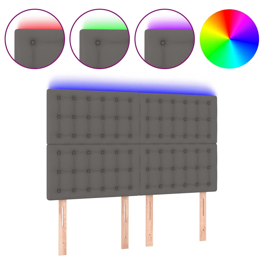 Vidaxl hoofdbord led 144x5x118 128 cm kunstleer grijs