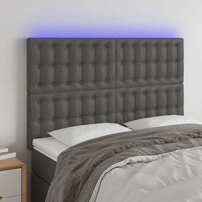 Vidaxl hoofdbord led 144x5x118 128 cm kunstleer grijs