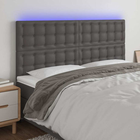 Vidaxl hoofdbord led 200x5x118 128 cm kunstleer grijs