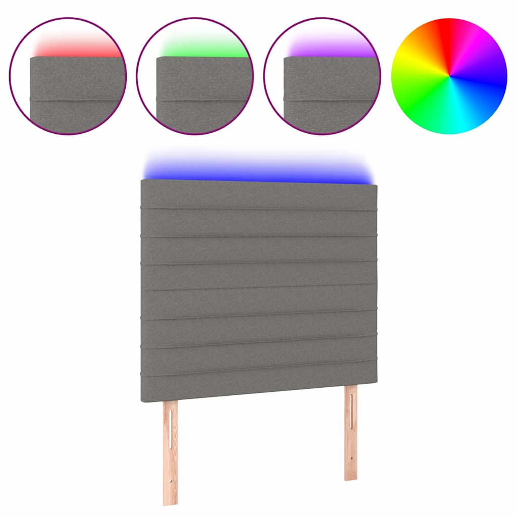 Vidaxl hoofdbord led 80x5x118 128 cm stof donkergrijs
