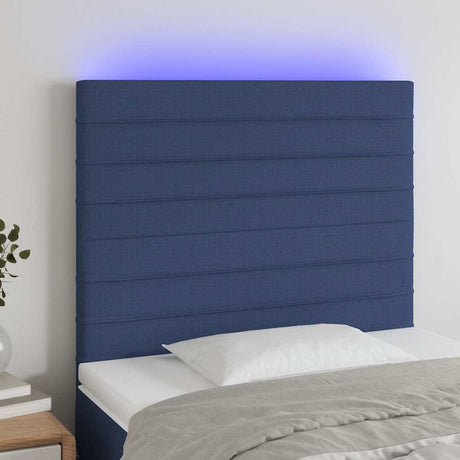 Vidaxl hoofdbord led 80x5x118 128 cm stof blauw