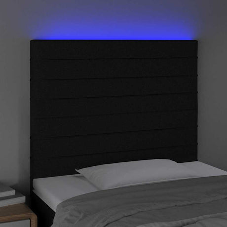 Vidaxl hoofdbord led 100x5x118 128 cm stof zwart