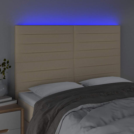 Vidaxl hoofdbord led 144x5x118 128 cm stof crèmekleurig