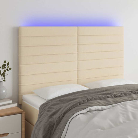 Vidaxl hoofdbord led 144x5x118 128 cm stof crèmekleurig