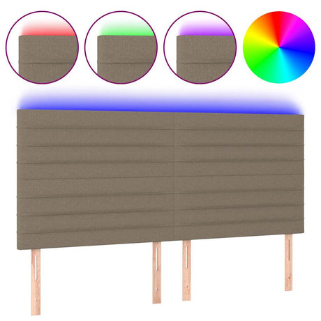 Vidaxl hoofdbord led 180x5x118 128 cm stof taupe