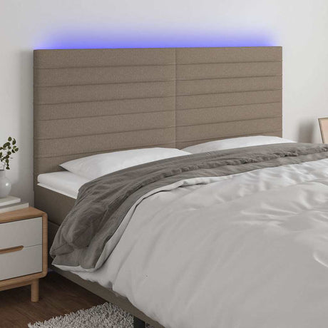 Vidaxl hoofdbord led 180x5x118 128 cm stof taupe