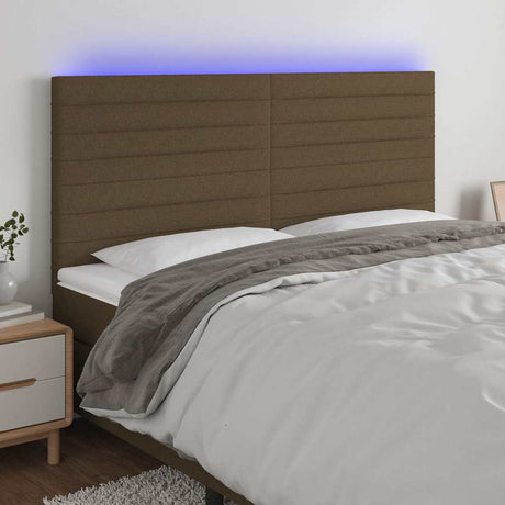 Vidaxl hoofdbord led 200x5x118 128 cm stof donkerbruin