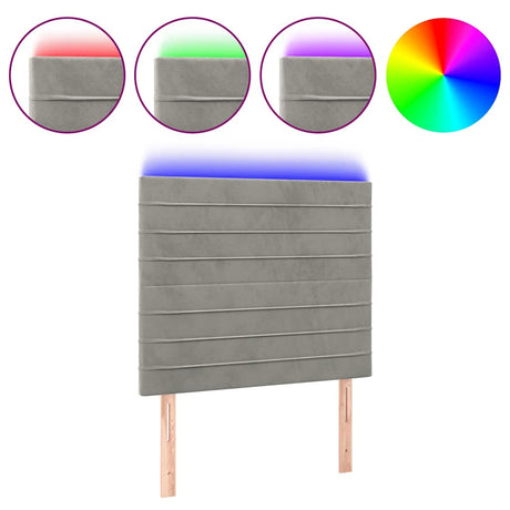 Vidaxl hoofdbord led 80x5x118 128 cm fluweel lichtgrijs