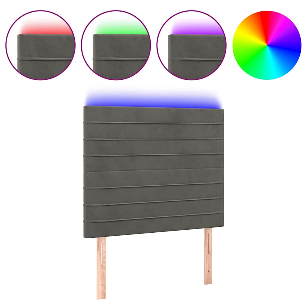 Vidaxl hoofdbord led 80x5x118 128 cm fluweel donkergrijs