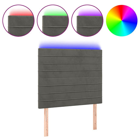 Vidaxl hoofdbord led 80x5x118 128 cm fluweel donkergrijs