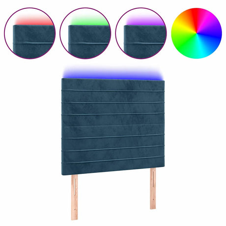 Vidaxl hoofdbord led 80x5x118 128 cm fluweel donkerblauw