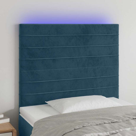 Vidaxl hoofdbord led 80x5x118 128 cm fluweel donkerblauw