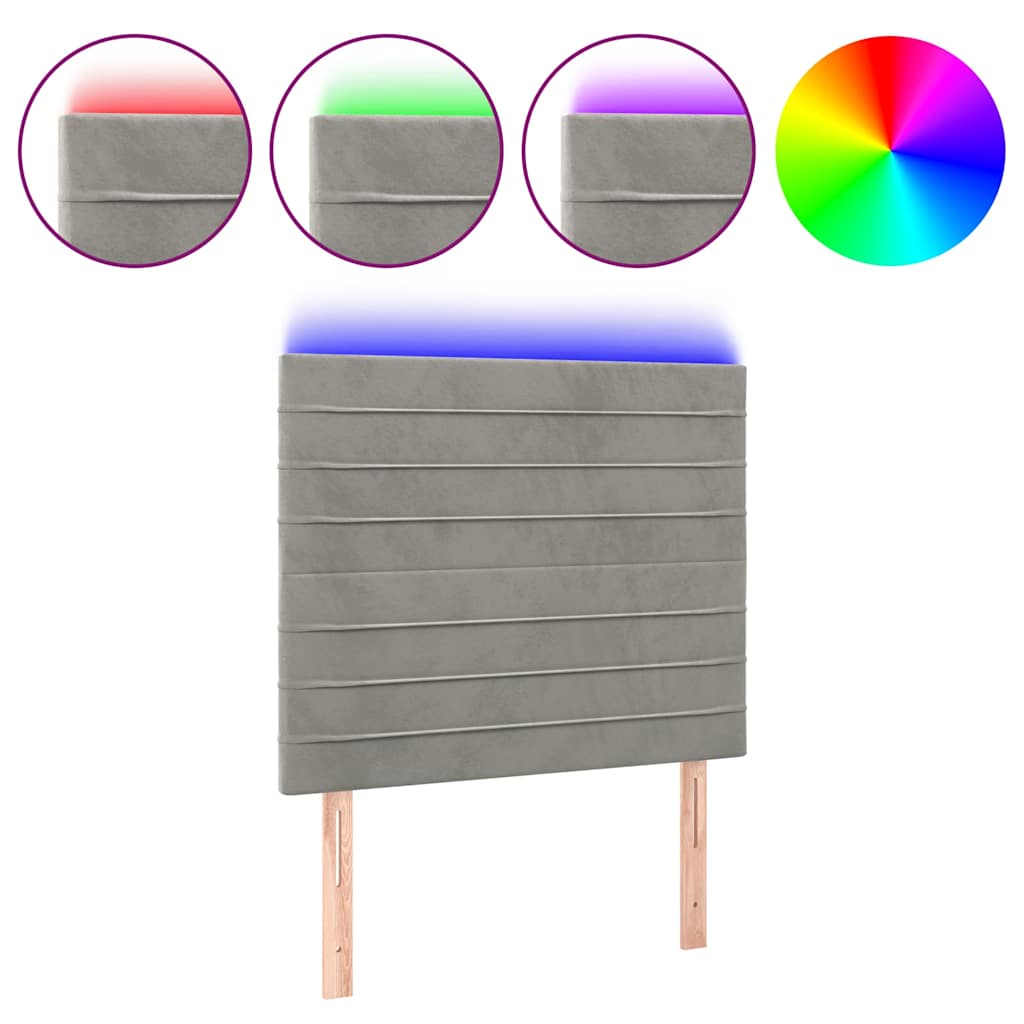 Vidaxl hoofdbord led 100x5x118 128 cm fluweel lichtgrijs