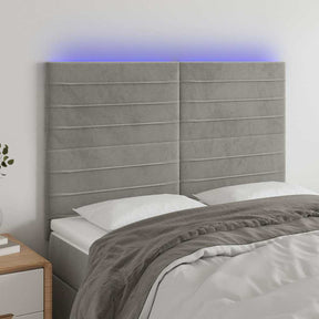 Vidaxl hoofdbord led 144x5x118 128 cm fluweel lichtgrijs