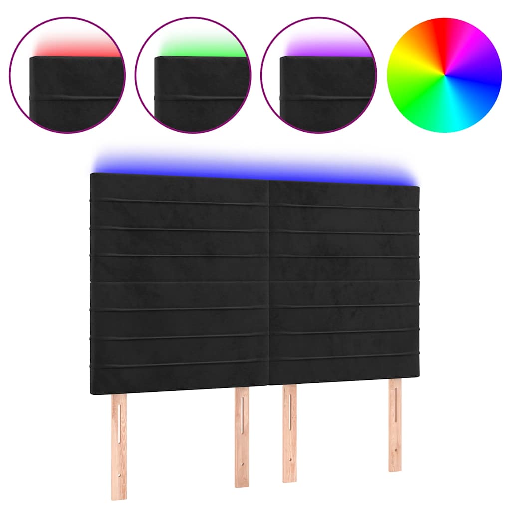 Vidaxl hoofdbord led 144x5x118 128 cm fluweel zwart