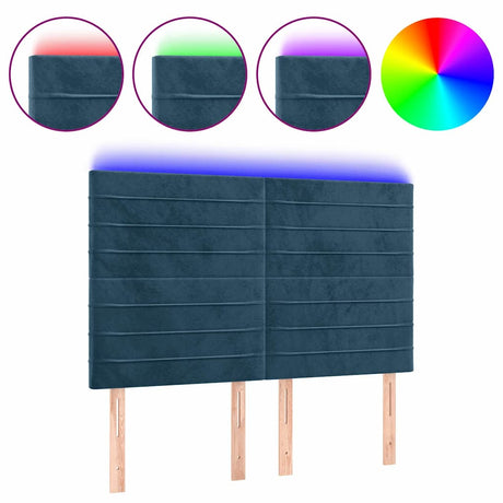 Vidaxl hoofdbord led 144x5x118 128 cm fluweel donkerblauw