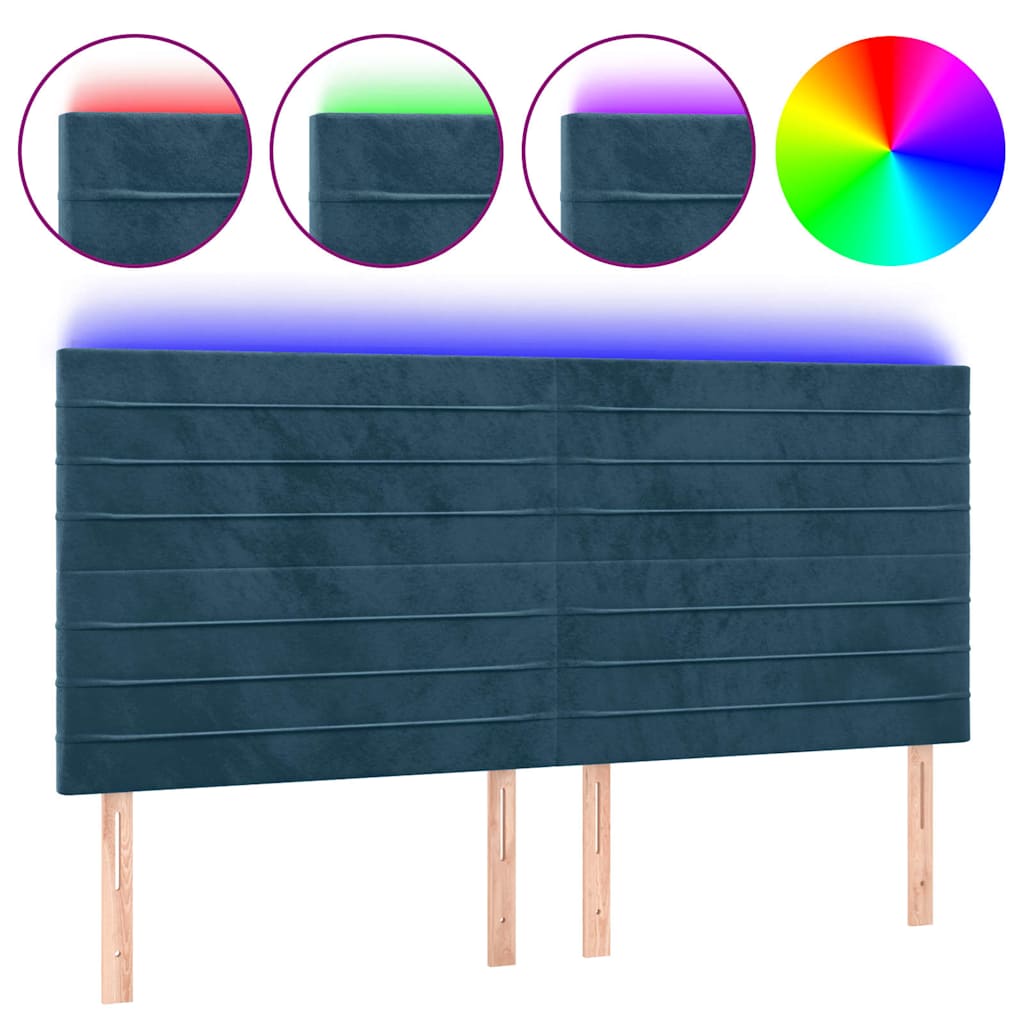 Vidaxl hoofdbord led 160x5x118 128 cm fluweel donkerblauw