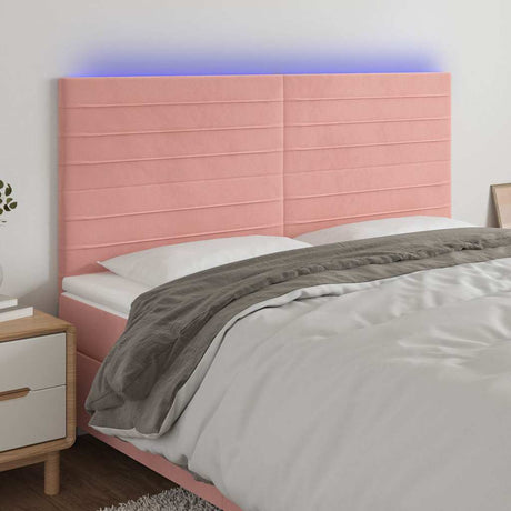 Vidaxl hoofdbord led 180x5x118 128 cm fluweel roze