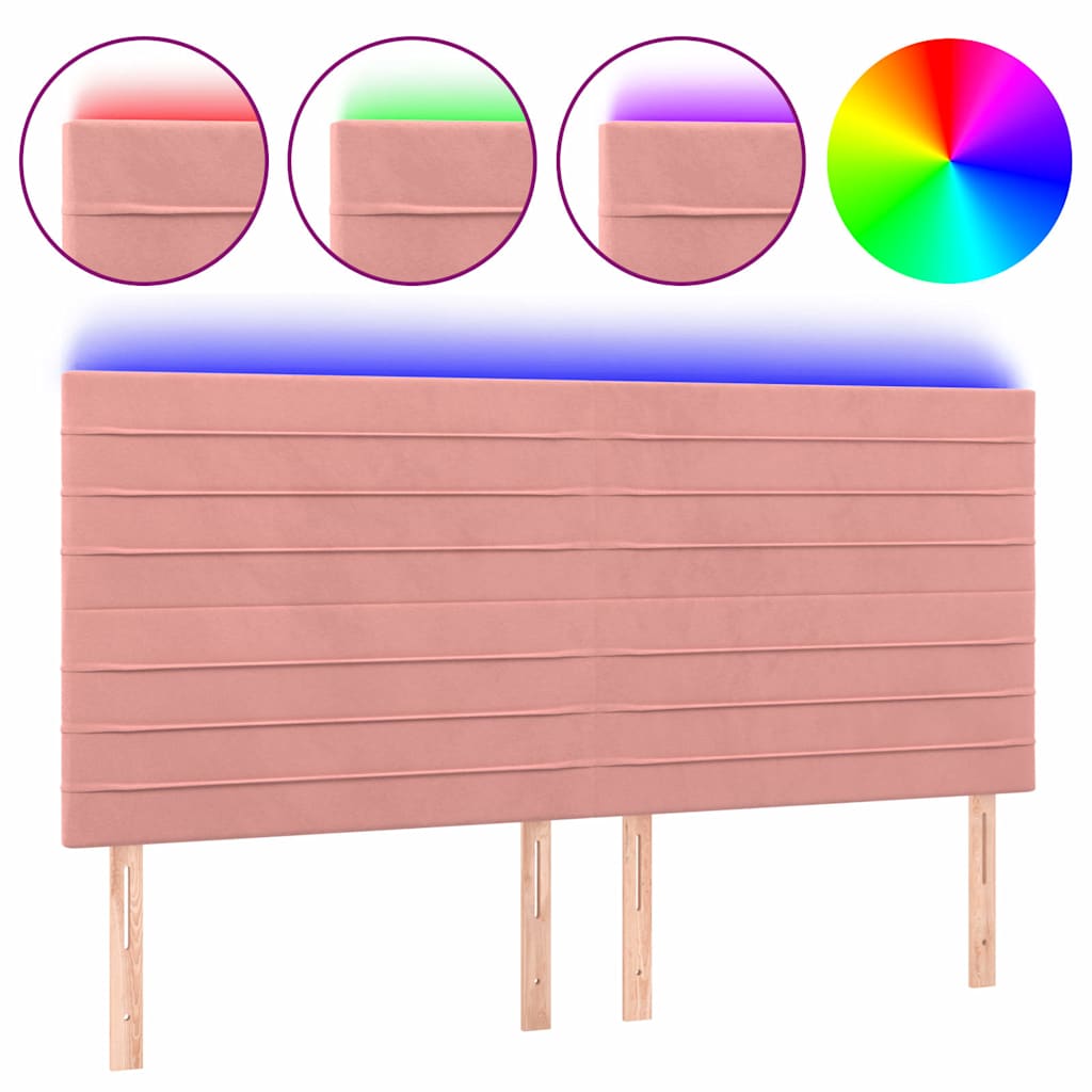 Vidaxl hoofdbord led 200x5x118 128 cm fluweel roze