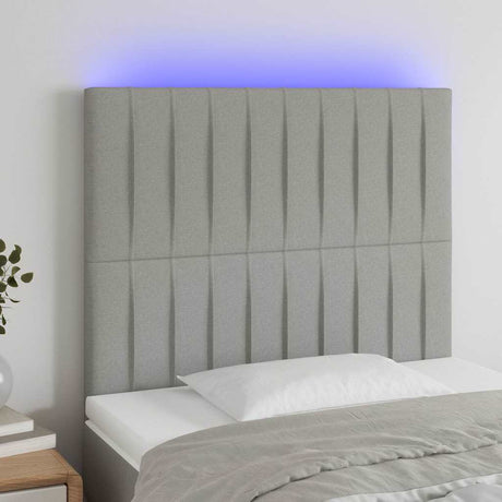 Vidaxl hoofdbord led 100x5x118 128 cm stof lichtgrijs