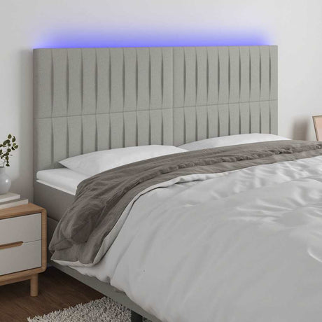 Vidaxl hoofdbord led 180x5x118 128 cm stof lichtgrijs