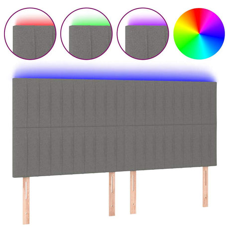 Vidaxl hoofdbord led 180x5x118 128 cm stof donkergrijs