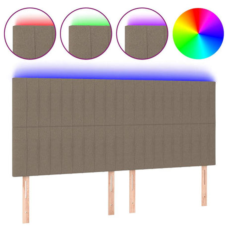 Vidaxl hoofdbord led 180x5x118 128 cm stof taupe