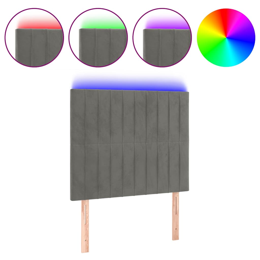 Vidaxl hoofdbord led 80x5x118 128 cm fluweel lichtgrijs