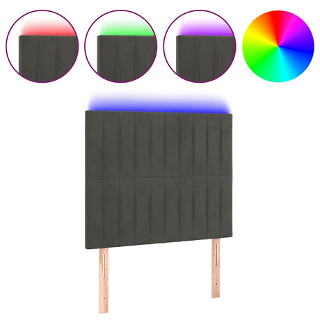 Vidaxl hoofdbord led 80x5x118 128 cm fluweel donkergrijs