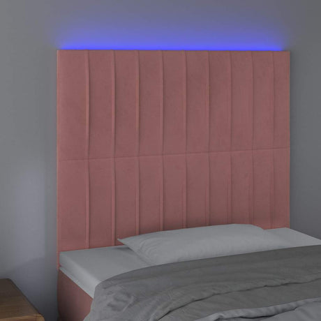 Vidaxl hoofdbord led 90x5x118 128 cm fluweel roze