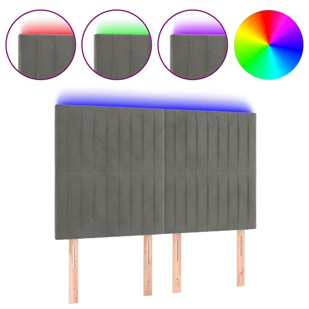 Vidaxl hoofdbord led 144x5x118 128 cm fluweel lichtgrijs
