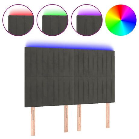 Vidaxl hoofdbord led 144x5x118 128 cm fluweel donkergrijs