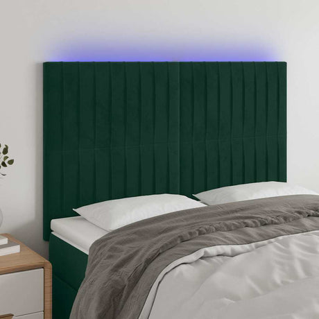 Vidaxl hoofdbord led 144x5x118 128 cm fluweel donkergroen