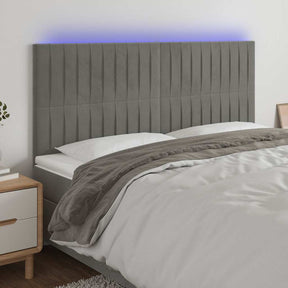 Vidaxl hoofdbord led 160x5x118 128 cm fluweel lichtgrijs