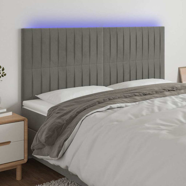 Vidaxl hoofdbord led 160x5x118 128 cm fluweel lichtgrijs