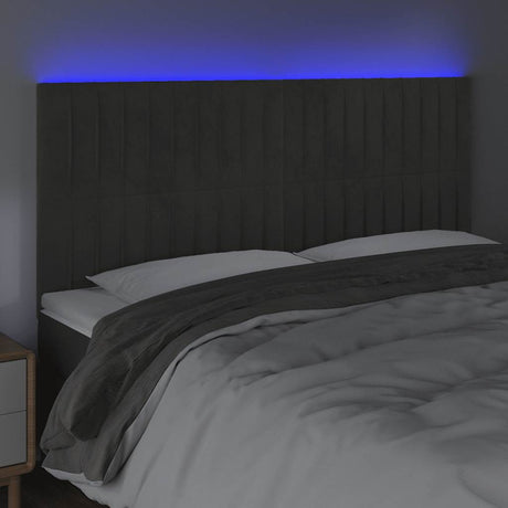 Vidaxl hoofdbord led 160x5x118 128 cm fluweel donkergrijs
