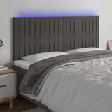 Vidaxl hoofdbord led 160x5x118 128 cm fluweel donkergrijs